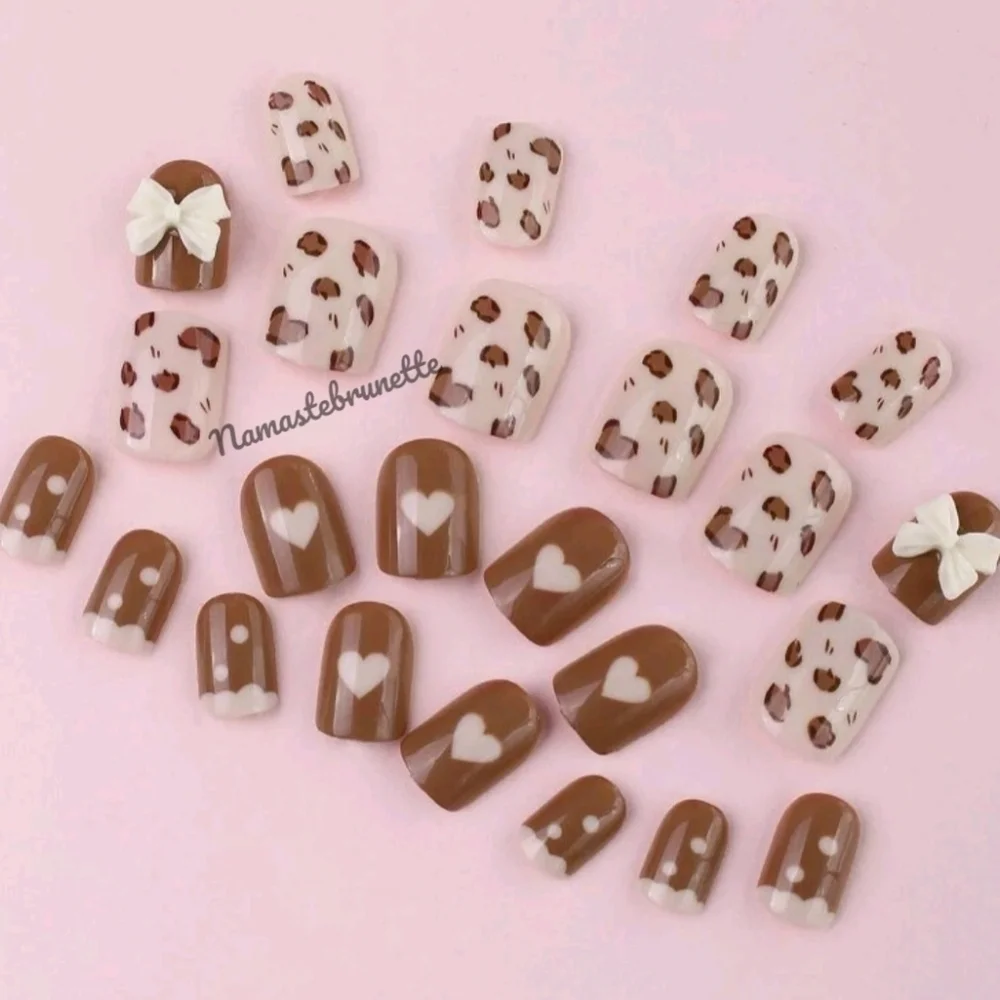 2/$16 Heart Bow Press On Nails